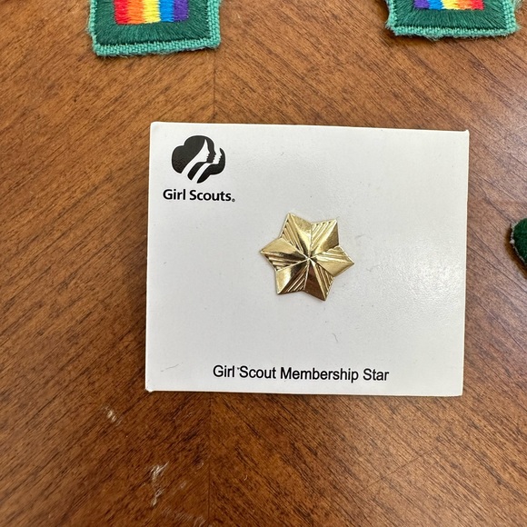 Gold Girls Scout Star Pin patch rainbow wings - Picture 1 of 4